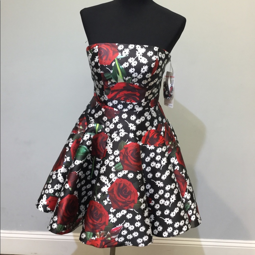 A-line floral print short dress 601120